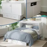 Monroe Full Murphy Bed Chest in White Wood