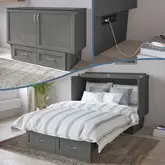 Monroe Full Murphy Bed Chest in Grey Wood