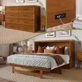 Tucson Queen Murphy Bed Chest with 6" Mattress, Drawer & Built in Charger in Light Toffee Finish