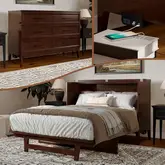 Santa Fe Full Murphy Bed Chest with Built in Charger & Mattress in Walnut Finish Wood