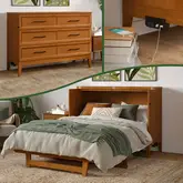 Santa Fe Full Murphy Bed Chest with Built in Charger & Mattress in Light Toffee Finish Wood