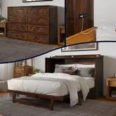 Alpine Queen Murphy Bed Chest, Mattress & Charging Station in Barnwood Finish