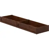 MCM Twin Full Under Bed Drawers in Walnut Finish Wood