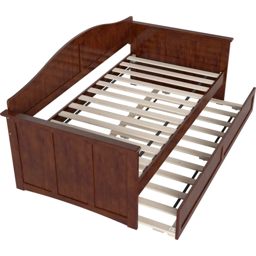 Nantucket Twin Daybed with Twin Trundle in Walnut Finish Wood