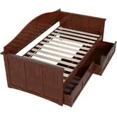 Nantucket Twin Daybed with 2 Drawers in Walnut Finish Wood
