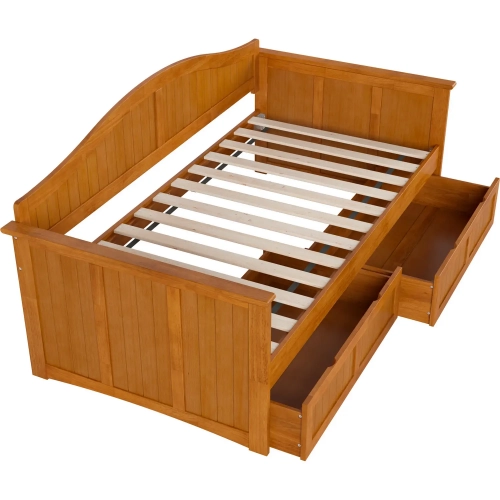 Nantucket Twin Daybed with Storage Drawers in Light Toffee Wood