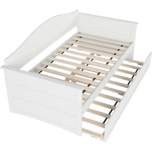 Acadia Twin Daybed with Twin Trundle in White Finish Wood