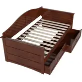 Acadia Twin Daybed with 2 Drawers in Walnut Finish Wood
