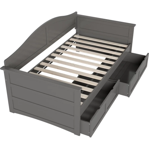 Acadia Twin Daybed with 2 Drawers in Grey Finish Wood