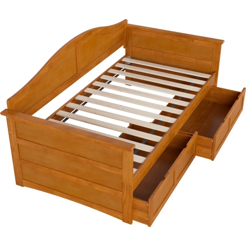 Acadia Twin Daybed with Storage Drawers in Light Toffee Wood