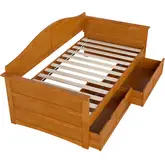 Acadia Twin Daybed with Storage Drawers in Light Toffee Wood