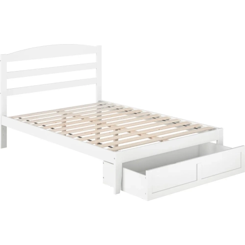 Warren Full Bed with Foot Drawer in White Finish