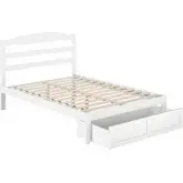 Warren Full Bed with Foot Drawer in White Finish