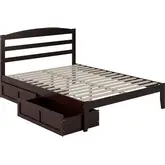 Warren Full Platform Bed with 2 Storage Drawers in Espresso