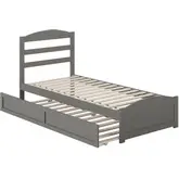 Warren Twin XL Bed with Footboard & Twin XL Trundle in Grey Finish