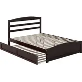 Warren Queen Platform Bed with Footboard & Twin XL Trundle in Espresso