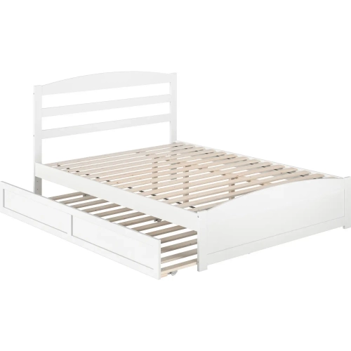 Warren Queen Bed with Footboard & Twin XL Trundle in White Finish