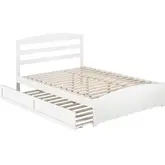 Warren Queen Bed with Footboard & Twin XL Trundle in White Finish
