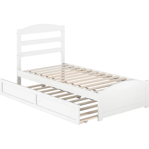 Warren Twin Bed with Footboard & Twin Trundle in White Finish