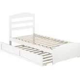 Warren Twin Bed with Footboard & Twin Trundle in White Finish