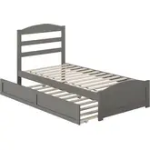 Warren Twin Bed with Footboard & Twin Trundle in Grey Finish
