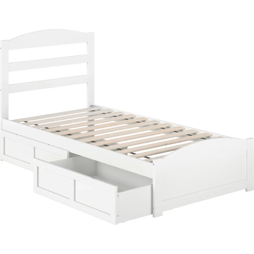 Warren Twin Bed with Footboard & 2 Drawers in White Finish