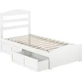 Warren Twin Bed with Footboard & 2 Drawers in White Finish