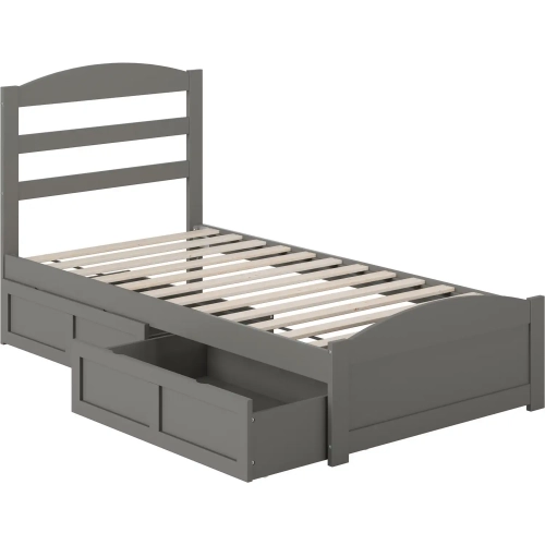 Warren Twin Bed with Footboard & 2 Drawers in Grey Finish
