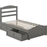 Warren Twin Bed with Footboard & 2 Drawers in Grey Finish