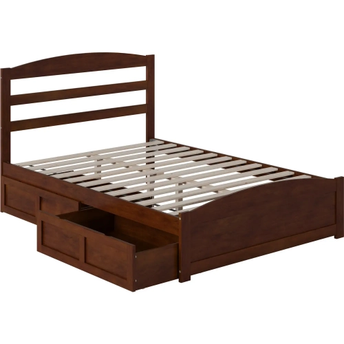 Warren Full Bed with Footboard & 2 Drawers in Walnut Finish