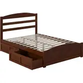 Warren Full Bed with Footboard & 2 Drawers in Walnut Finish