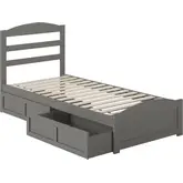 Warren Twin XL Bed with Footboard & 2 Drawers in Grey Finish