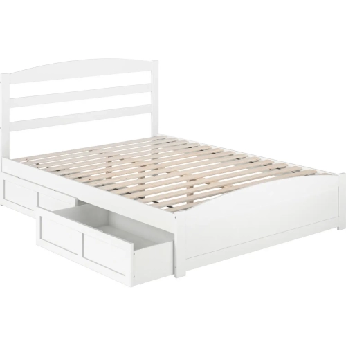 Warren Queen Bed with Footboard & 2 Drawers in White Finish