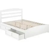 Warren Queen Bed with Footboard & 2 Drawers in White Finish