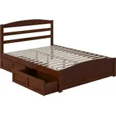 Warren Queen Bed with Footboard & 2 Drawers in Walnut Finish