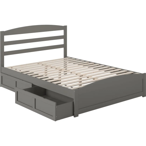 Warren Queen Bed with Footboard & 2 Drawers in Grey Finish