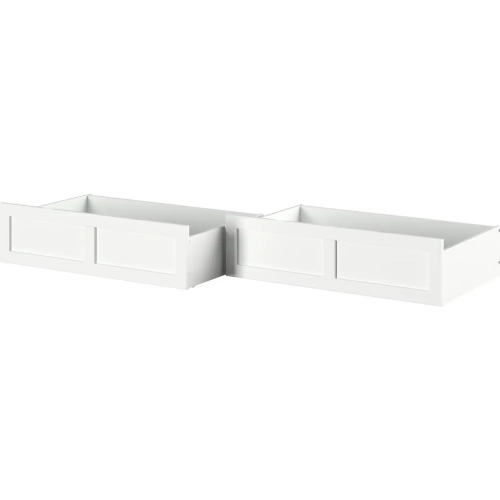 Island Queen King Twin XL Antique Bed Drawer in White Finish (Set of 2)