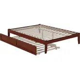 Colorado Queen Bed with USB Turbo Charger & Twin Extra Long Trundle in Walnut