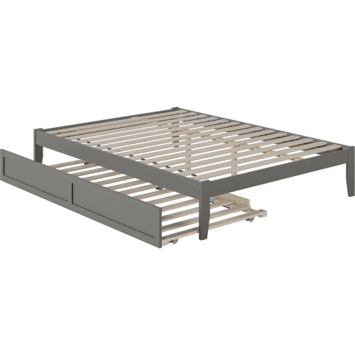 Colorado Queen Bed with USB Turbo Charger & Twin Extra Long Trundle in Grey