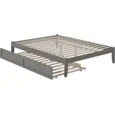 Colorado Queen Bed with USB Turbo Charger & Twin Extra Long Trundle in Grey