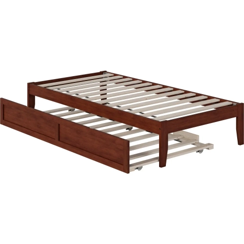Colorado Twin Bed with USB Turbo Charger & Twin Trundle in Walnut