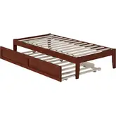 Colorado Twin Bed with USB Turbo Charger & Twin Trundle in Walnut