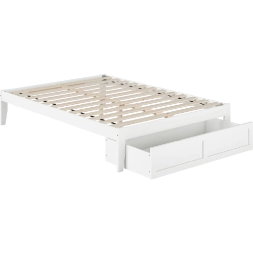 Colorado Full Bed with Foot Drawer & USB Turbo Charger in White