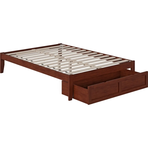 Colorado Full Bed with Foot Drawer & USB Turbo Charger in Walnut