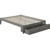 Colorado Queen Bed with Foot Drawer & USB Turbo Charger in Grey