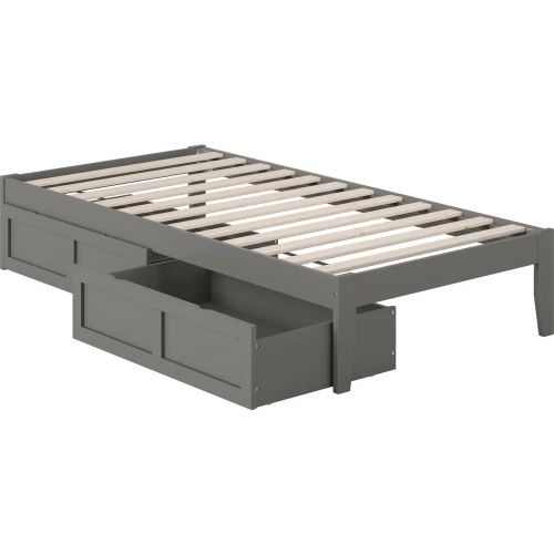 Colorado Twin Bed with USB Turbo Charger & 2 Drawers in Grey