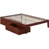 Colorado Full Bed with USB Turbo Charger & 2 Drawers in Walnut