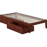 Colorado Twin Extra Long Bed with USB Turbo Charger & 2 Extra Long Drawers in Walnut
