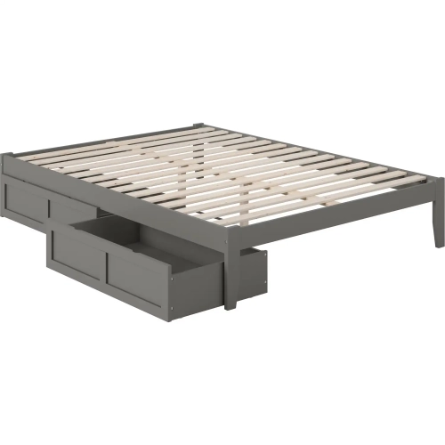 Colorado Queen Bed with USB Turbo Charger & 2 Extra Long Drawers in Grey