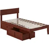 Boston Twin Bed with 2 Drawers in Walnut